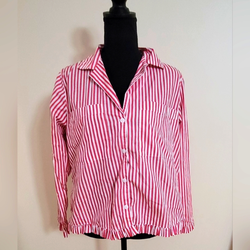 PIYAMA Striped Buttom Down Top Size XS